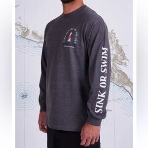 Salty Crew outer banks Gray Long Sleeve graphic logo Shirt size small